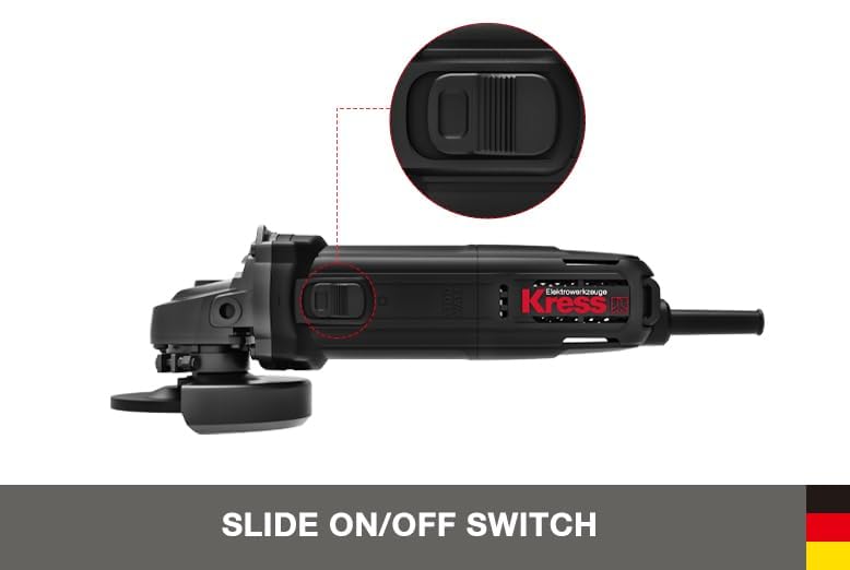Image of Kress KU712 1100W 125mm Angle Grinder | Compact & Lightweight 4.9-Inch Grinder with 11,000 RPM Speed, Lock-On Slide Switch, Dust-Proof Bearings & Spiral Bevel Gears | Includes Handle & Spanner