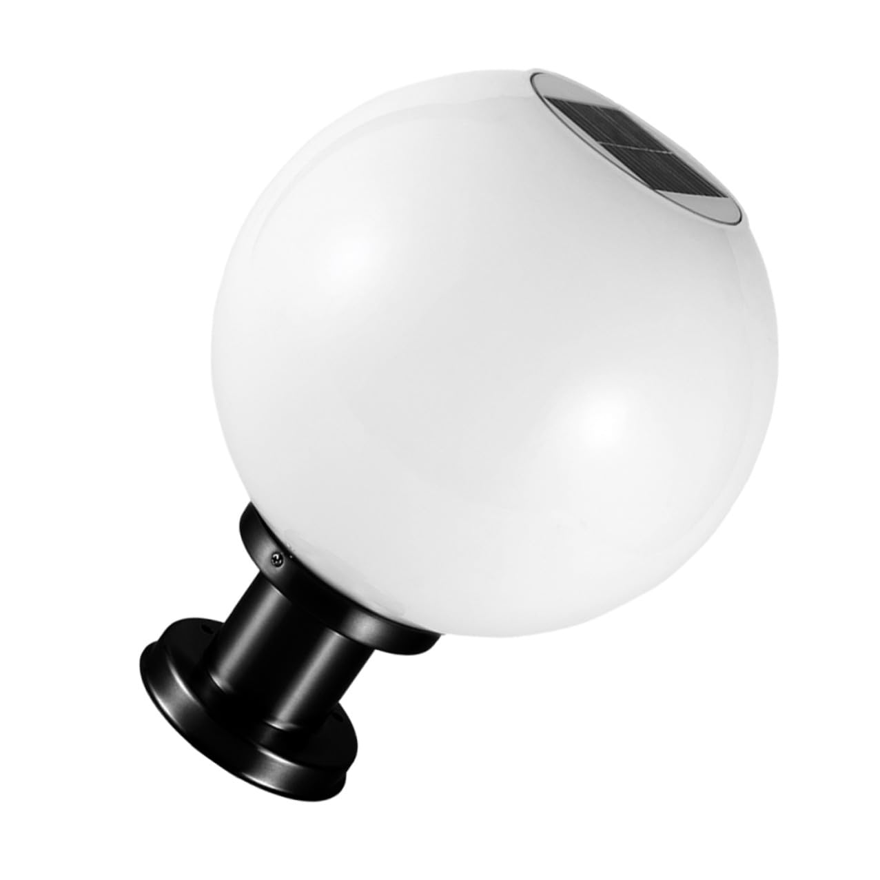 Lampione Solare a Led a Globo Con Base in Acciaio Inox, Lampada a Globo Montata Su Palo Per Esterni, Luce Solare a Colonna Per Giardino, Recinzione e Patio, Rilevatore Crepuscolare, 20 Cm