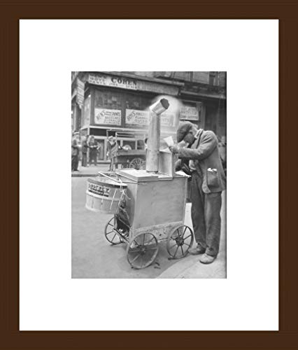 LIVESTOCK Vintage New York Wall Art, Street Vendor at Orchard and Hester Streets in NYC, Black and White Art Prints by Berenice Abbott, Wall Poster, Walnut frame, 5.5 x 8 print in 9.5 x 12 frame
