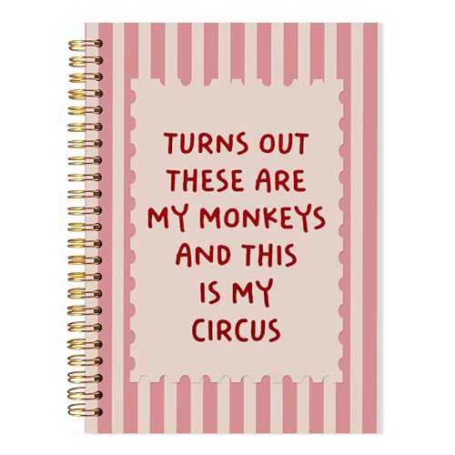 LADOCK Pink Funny Office Notebook for Work, Boss Lady Gifts Journal, Funny Office Gifts for Women, Turns Out These Are My Monkeys and This Is My Circus Spiral Notebook Journal, 5.5x8.3