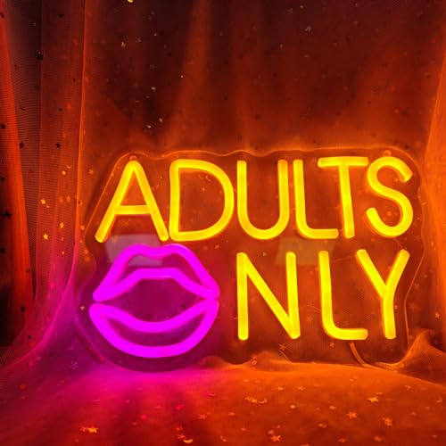 Image of Adults Only Neon Sign Adutls Only Neon Signs for Wall Decor, Adult Only LED Light Sign for Bedroom Game Bar Man Cave Hotel Party, 11.4 inch x 7.3 inch