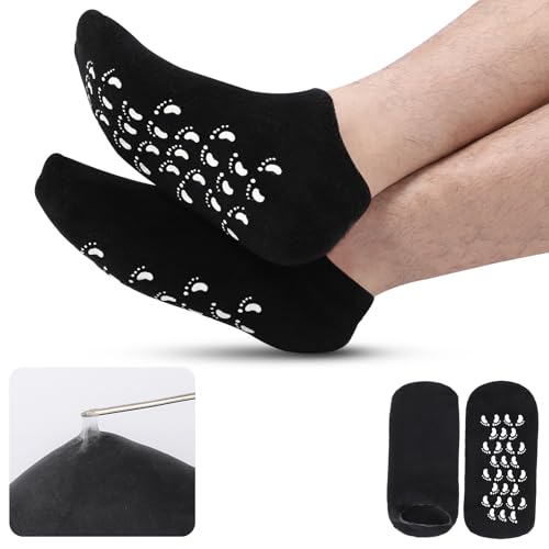 Large Silicone Moisturizing Socks for Men - 1 Pair Soft Foot Care Socks - 11“ Large Size Feet Moisturizing Socks for Dry Cracked Feet (Size L)