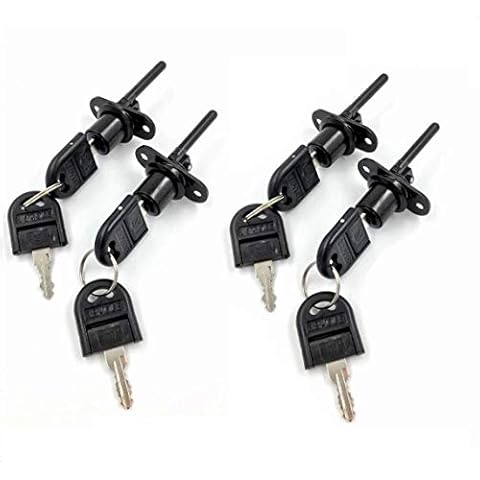 4 Pcs - Zinc Alloy Drawer Lock Desk Wardrobe Furniture Cabinet Locker Showcase with 2 Key 16mm (Black) Cover