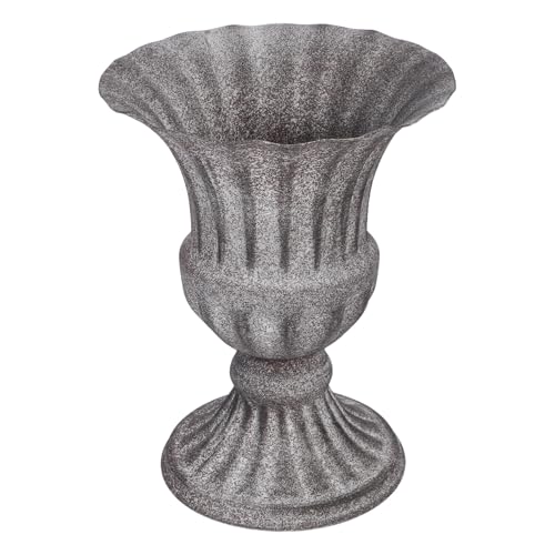 JUMPLAWN Jarrón Cementerio Hierro Resistente Decorativo para Flores Tumbas Base Estable Interior Exterior Gris Vintage