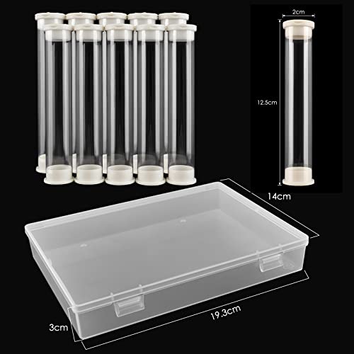 Image of 11pcs Large Clear Plastic Empty Tubes with Clear Storage Case - Transparent Test Tube Container with Both Ends Lid - Bead Container Set for DIY Craft Supply and Candy Storage