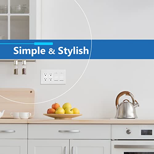Image of LIDER Decorator Switch Cover, Screwless Wall Plate, Mid-Size 4-Gang 4.88 inch x 8.58 inch, LSWP-34M-BW, UL Listed, Thermoplastic, Brushed White, 1-Pack