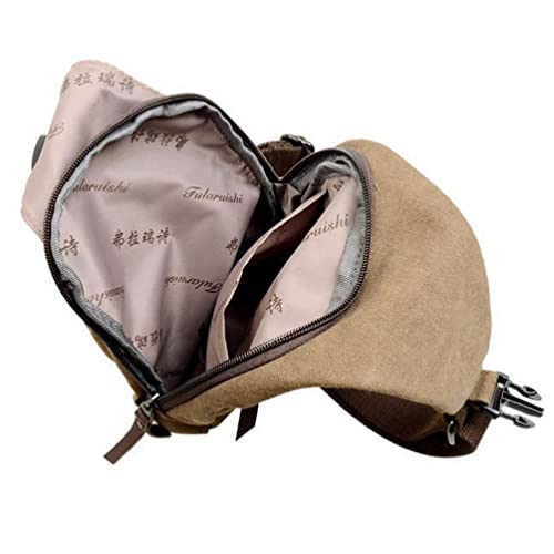 OSALADI Mochila de lona casual para esportes ao ar livre, bolsa de ombro transversal no peito, Café,