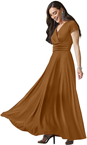 Image of KOH KOH Womens Sexy Cap Short Sleeve V-Neck Flowy Cocktail Gown