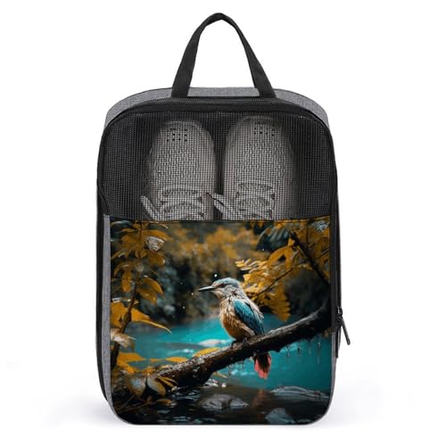 Sac à chaussures suspendu gris anti-poussière motif oiseaux relaxants