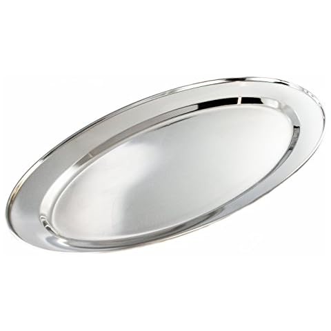 Buckingham Stainless Steel, Oval Tray Plate, Meat Platter, Serving Dish 45 cm, 45 x 30 x 3 cm Cover