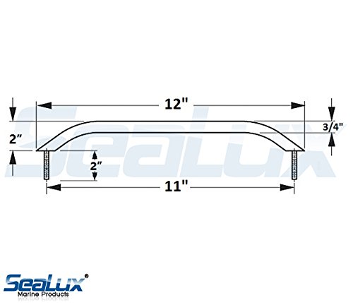 Sealux Marine 12" Stud Mount Handrail, 7/8" Oval Ss Tubing Handrail Grab Handle With Welded 1/4"X 2" Studs #TOP1