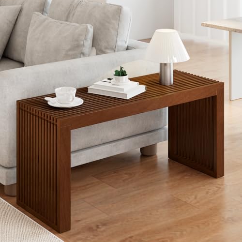 Image of APRTAT Bamboo Dining Bench 35-Inch Indoor Wood Shoe Rack Bench for Entryway | Easy Assemble, Sturdy & Durable,Slatted Design,Versatile Everyday Seating,Living Room Hallway Bedroom Bathroom