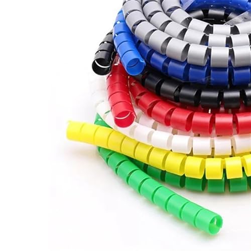 spiral protector 1 Meter Cable Spiral Tube Wrap Wire Organizer Pipe Winding Protection 8mm to 42mm Inner Diameter Line Tube Protector wraps cable(Black,25-28mm tube diameter)