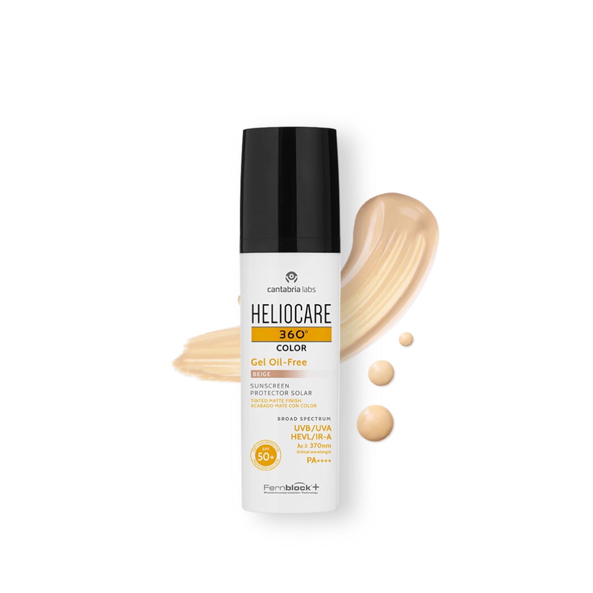 Heliocare 360º Kolor żel bez oleju SPF 50+ - Zaawansowana ochrona przed światłem z kolorem, lekką teksturą, skórą mieszaną lub tłuszczem, matowym wykończeniem i suchym dotykiem, beżowym, 50ml