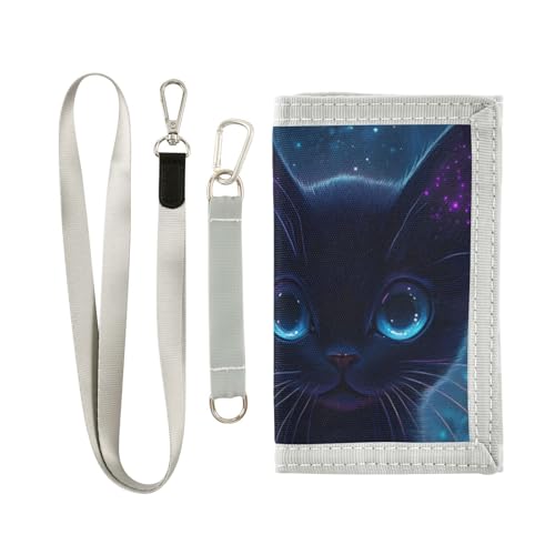 FOLIOSA Kids Wallet for Boys Girls Fairy Cat Print Youth Wallet with Zipper Pocket Card Holders, Novelty Wallet 4.9×2.9 in