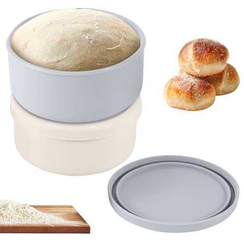 GEOKILO Juego de 2 cajas para pizzas con tapa, masa para pizza, ahorro de espacio, caja de masa para pizza, caja de masa para pizza, silicona ligera, caja de masa transpirable para masa perfecta para