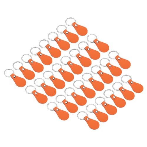 PATIKIL Leather Key Fob Kit, 30 Pack Orange PU Leather Key Fobs with Rivets and Key Rings