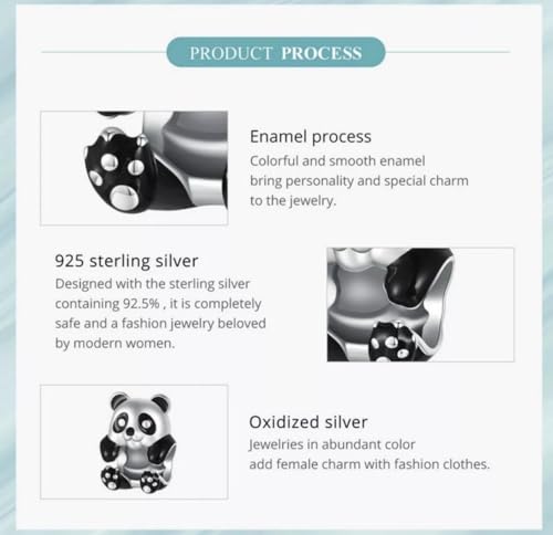 Charm de panda en plata 925 compatible con pulsera Pandora 5