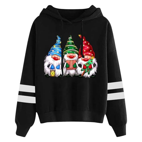 Sweat à capuche femme de Noël manches longues sweat-shirt pour vacances