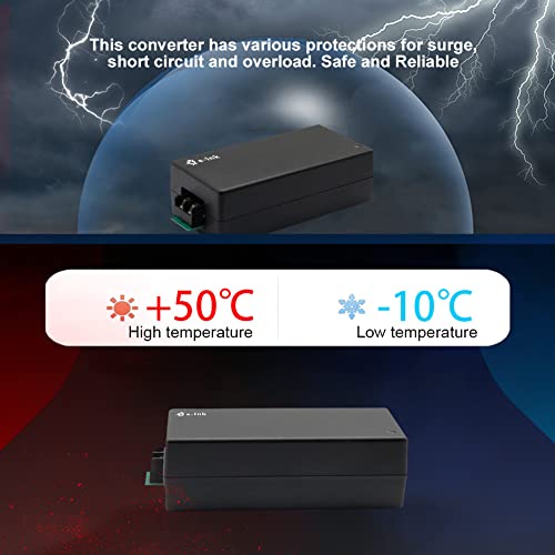 Image of Gigabit Passive PoE Injector 24W POE Adapter 36-72V DC Input 24V PoE Output Converter (Not for 802.3af /at Devices) Compatible with 24V Passive Netgear and Mikroik Devices
