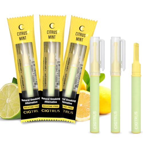 Cigtrus Stop Smoking, Smokeless Air Inhaler, Non Electric Quit Vaping Aid, Nicotine and Vape Free Diffuser Pen – Lemon Lime Menthol 3Pack