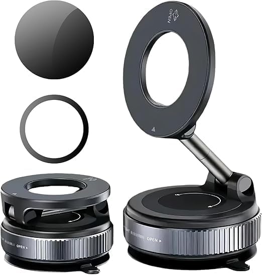 Mowpiny Support Telephone Voiture Magnetique Ventouse Support Téléphone Voiture Magnétique avec Rotation 360° et Bras Pliable, Accroche Telephone Voiture Aimant pour...