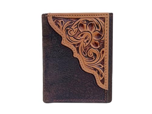 CHALLENGER Midnight Outfitter Genuine Leather Tri-Fold Wallet Elephant Print Western Wallet 18RSW525T
