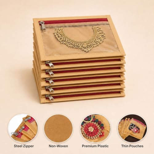 Image of Kuber Industries PVC Flower Print Jewellery Organizer Box & 10 Detachable Transparent Pouch | Cushioned All 10 Packet Storing Small Accessorie | Green
