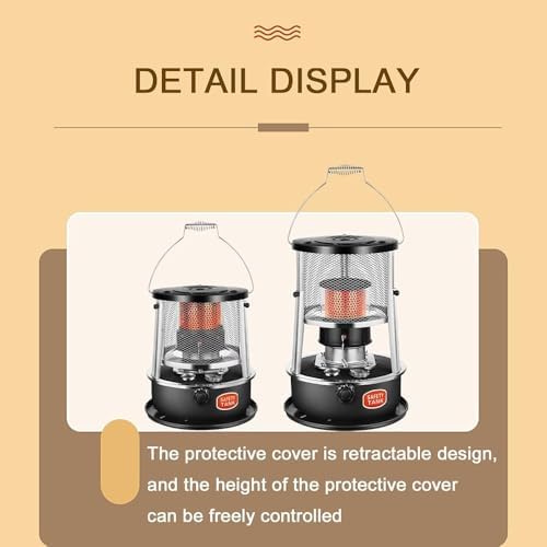 Height-Adjustable Non-Electric Indoor Kerosene Heater – Emergency Power Outage Solution with Glass Chimney, Ideal for Boats, Yachts, Camping & Hiking (Green)