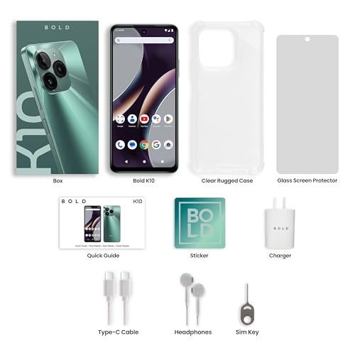 Image of BLU Bold K10 | 2024 | All-Day Battery | Unlocked | 6.6 inch HD+ Infinity Display | 128 /4GB | Triple 50MP Camera | US Version | US Warranty | Green