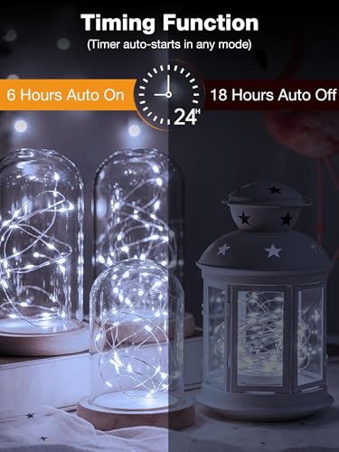 Image of 6Pack Fairy Lights with Timer, 7ft 20 LED Twinkle Light Battery Operated 3 Modes, Mini String Lights for Christmas Trees Wreath Party DIY Mason Jars Bottles Decor, Cold White