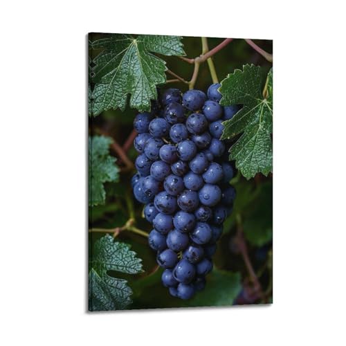 Décoration murale artistique moderne de salon avec tableau raisin violet suspendu 40x60cm