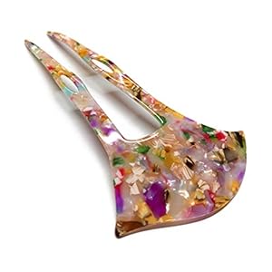 かんざし 髪飾り バチ型 金粉風 ラメ 2本挿し 和装 しっとり 留袖 着物 扇型 (べっ甲風マルチ)" 