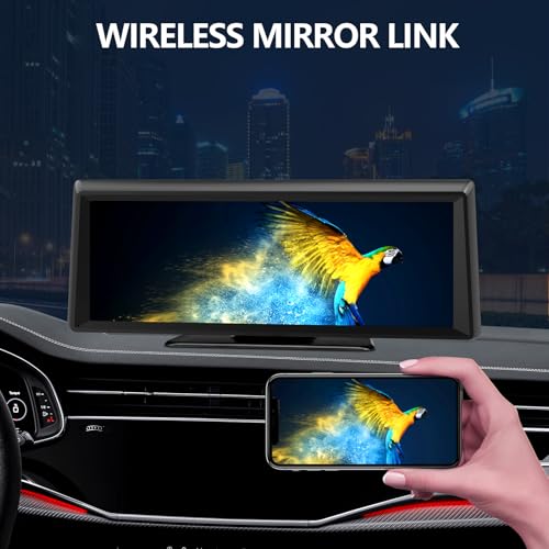 image for Apenet Wireless CarPlay Screen with 2K Dash Cam, 8.1