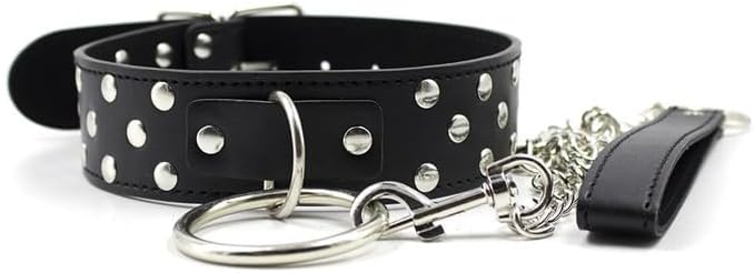 Adult Submissive Collar and Leash - Human Leather Chocker for Women and Goth Punk Rock Styles