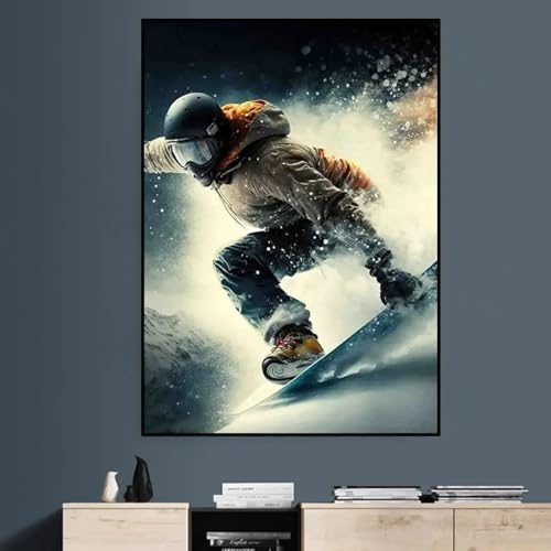Affiches de sports d'hiver TONGYINLI cadre Passion Snowboard 80x120cm pour la décoration intérieure
