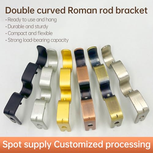 HaiFanWJ Curtain Roman Rod Double Rod Bracket Double Bent Base Bracket (Bronze, 6 Pieces)