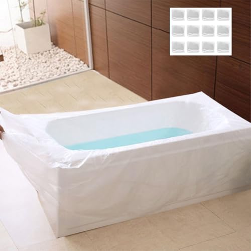 12PCS Disposable Bathtub Cover Liner ANTFEES Large Bathtub Lining Plastic Bag Cover for Salon Household and Hotel Bath Tubs (102 x47)