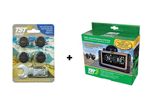 ..... Tst 507 Series 8 Flow Thru Sensor Tpms System Color Display And Repeater And 507 Series 4 Rv Cap Sensor Tow Pack #TOP1