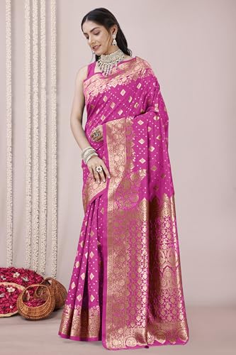Image of MIRCHI FASHION Women Saree | Banarasi Silk Woven Design Daily Regular Use Sari with Blouse