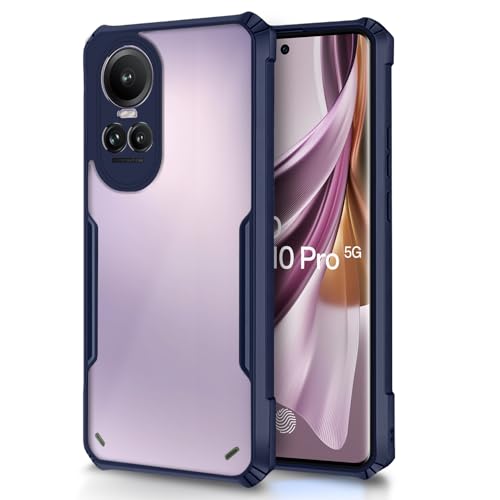 Image of Outlouders Back Cover for Oppo Reno 10 Pro 5G | Ultra Hybrid Transparent | Full Camera Protection | Raised Edge | Crystal Clear Bumper Case (Blue)