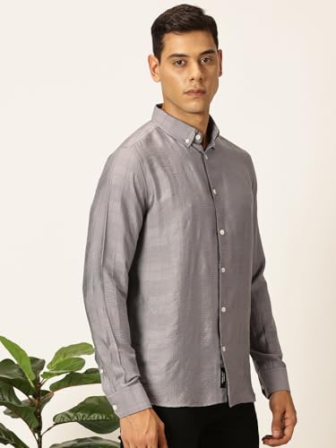 Image of Thomas Scott Men's | Self-Design | Full Sleeve | Slim Fit | Poly Cotton | Spread Collar | Casual Shirt