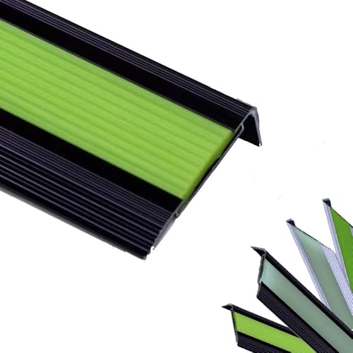 MACAGGTNTU Profilo Angolare, Profilo per Bordi Scale Forma A L 90/100/110/120cm Listello Angolare Profilo per Bordi Scale per Laminato E Parquet ﻿(Black+Green,120cm/48in)