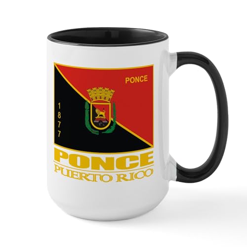 Taza de cerámica 15 oz color blanco y negro miniatura 1