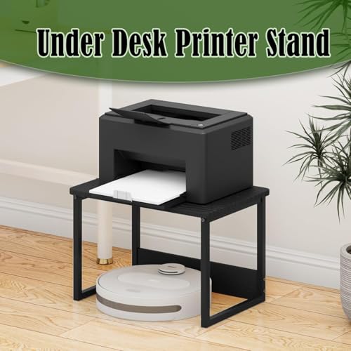 Image of MTANK Heavy Duty Desktop Printer Stand with Storage - Multi-Purpose Shelf Organizer for Home Office, Under Desk Small Printer Table for Copier, Scanner & Fax Machine (Black)