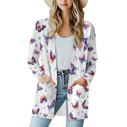 Image of Cardigan Sweaters for Women Long Sleeve Cardigan Soft Drape Open Front Fall Dusters V-Neck Jackets Dressy Loose Coat