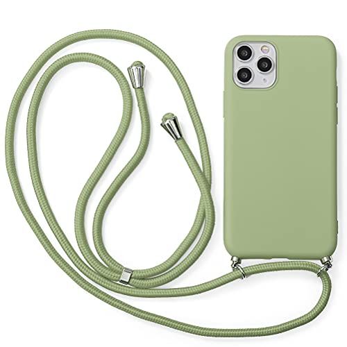 Yoedge Coque pour Xiaomi Redmi 9T/ 9Power/ Note 9 (4G) -6,53 Pouce avec Cordon de Collier TPU Souple Silicone Mat Etui Housse Antichoc Bumper Cover avec Réglable Cou Chaîne pour Redmi 9T, Vert