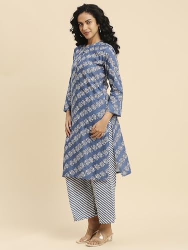 Image of RIANKSHIKA Rayon Weaved Fabric printed Round Neck Style with Buttons A-Line Kurti for Women and Girls - 3 /4 Sleeve Women's Kurta