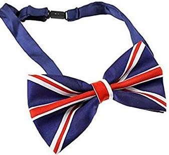 Kuou Men Union Jack Flag Style Silky Satin Bow Tie, Adjustable Pre Tied Bow Tie For Luxury and Classic Tuxedo Party,1 Piece