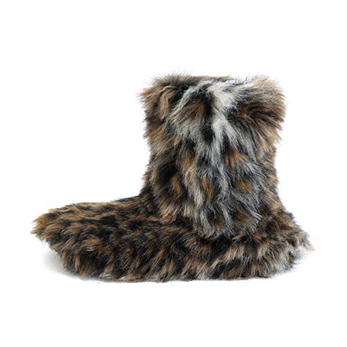 Winter Warm Women's Faux Fur Bootie Slippers Fuzzy Comfy Plush Boots Anti-Slip Indoor House Shoes2